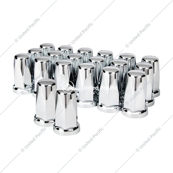 United Pacific 33Mm X 3-1/4 Chrome Plastic Tall Nut Covers With Flange - Push-On 20PK 10059 - main